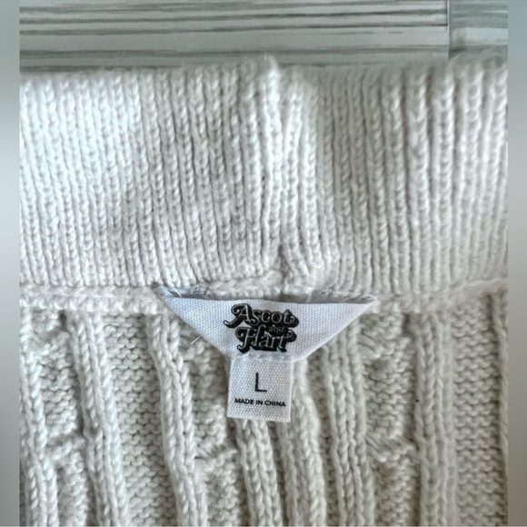 ASCOT+HART Wide Leg Graphic Yarn Knit Sweater Pants Off-White Women’s Size Large - Picture 12 of 15